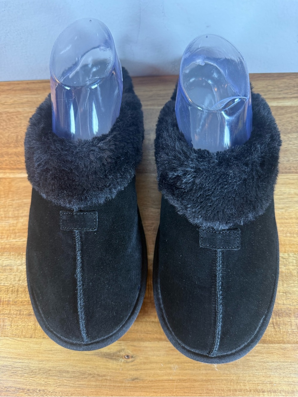 Sweet Treasures Black Suede Hard Sole Clog Slippers Size 10 NWOT